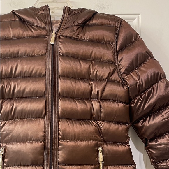 Calvin Klein Leopard/Brown Reversible Down Puffer Coat - Picture 7 of 8